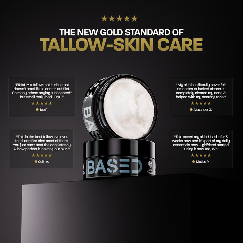 BASED Whipped Tallow Moisturizer | Hydrating, Nourishing, Healing | 4 Simple Ingredients | 100% Grass Fed, Cosmetic Grade Tallow