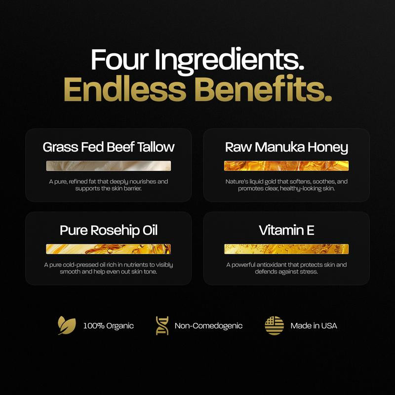 BASED Whipped Tallow Moisturizer | Hydrating, Nourishing, Healing | 4 Simple Ingredients | 100% Grass Fed, Cosmetic Grade Tallow